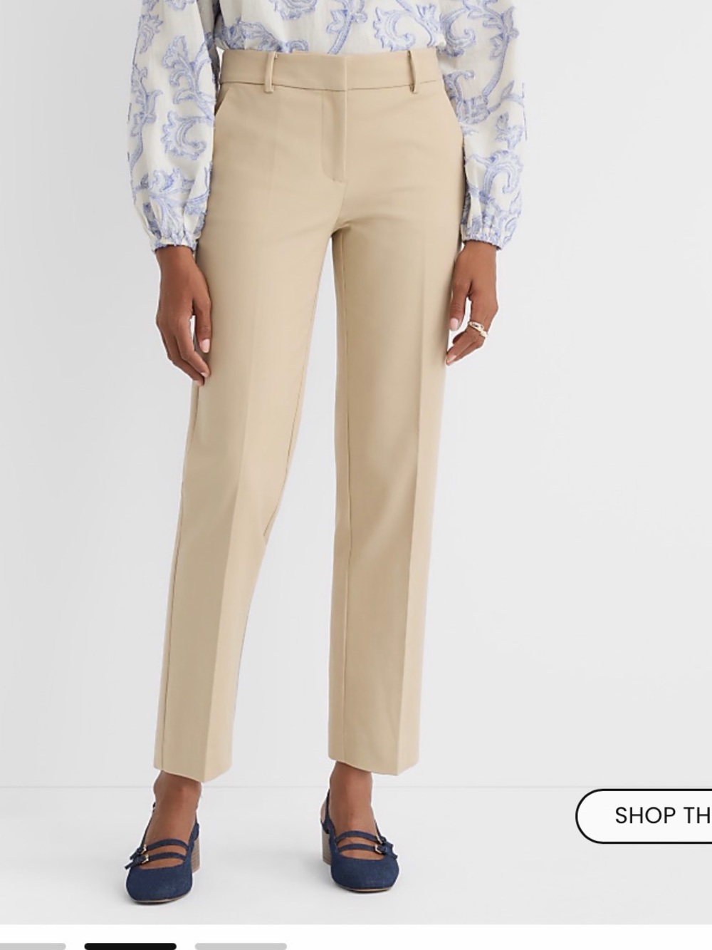 LOFT Sand Straight-Leg Tailored Trousers